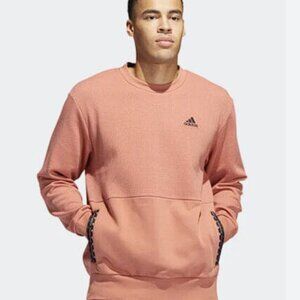 NWT Adidas Postgame Waffle Crew Neck Sweatshirt Orange Long Sleeve